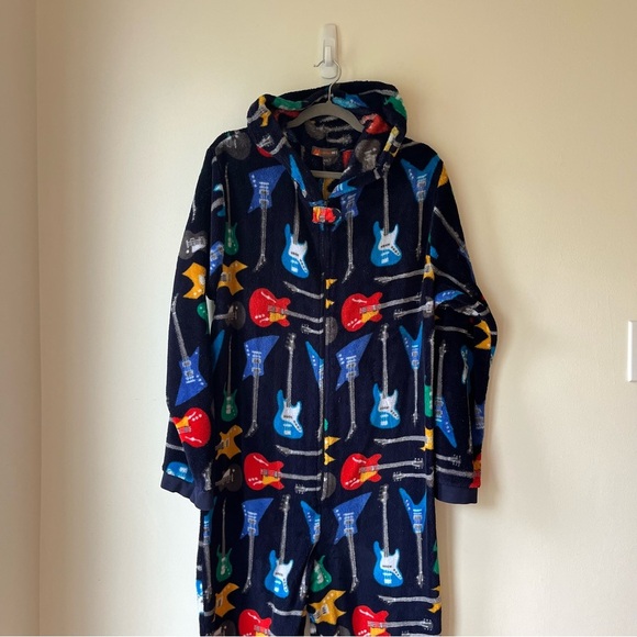 Mountain Ridge Men’s Medium Guitar Fleece Hooded Onesie Pajamas Unisex Cozy - Picture 5 of 14